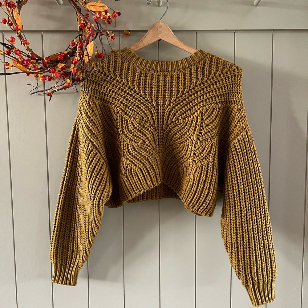 TOPSHOP Butterfly Crop Sweater, Grain